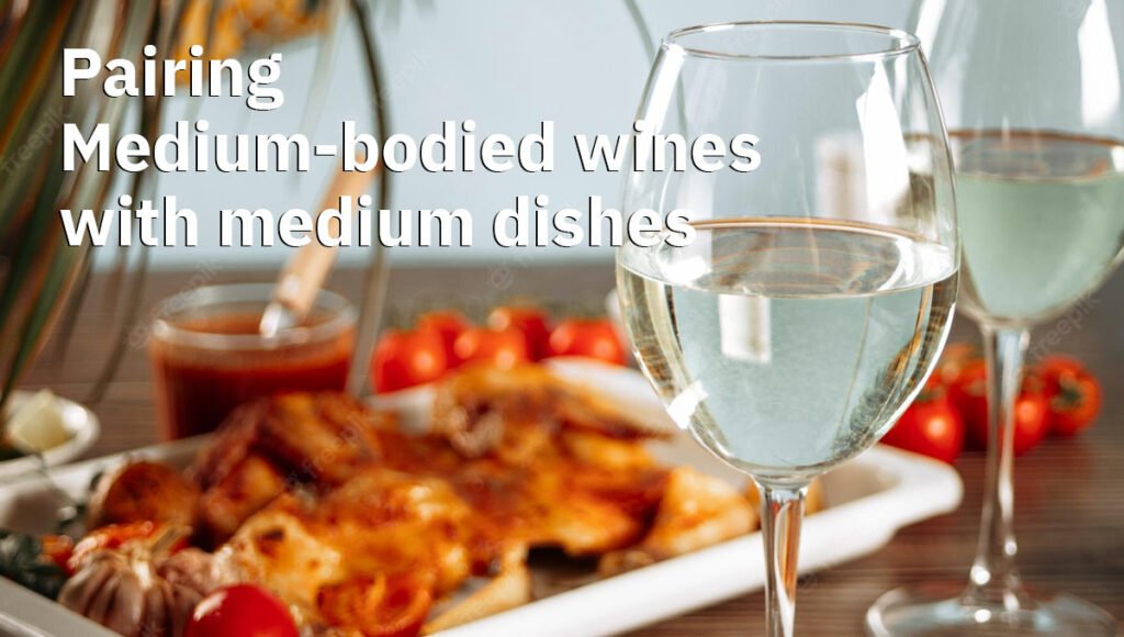 White wine glasses with a chicken dish