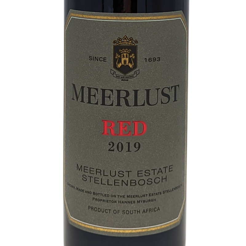 Front label of a Bottle of Meerlust Red