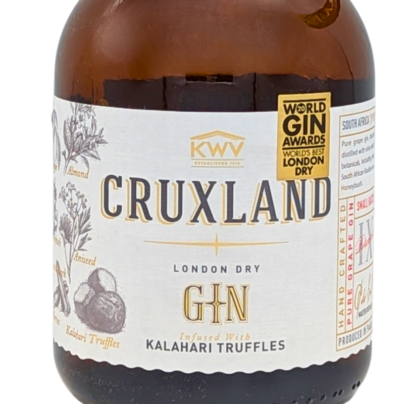 front label of a bottle of cruxland gin