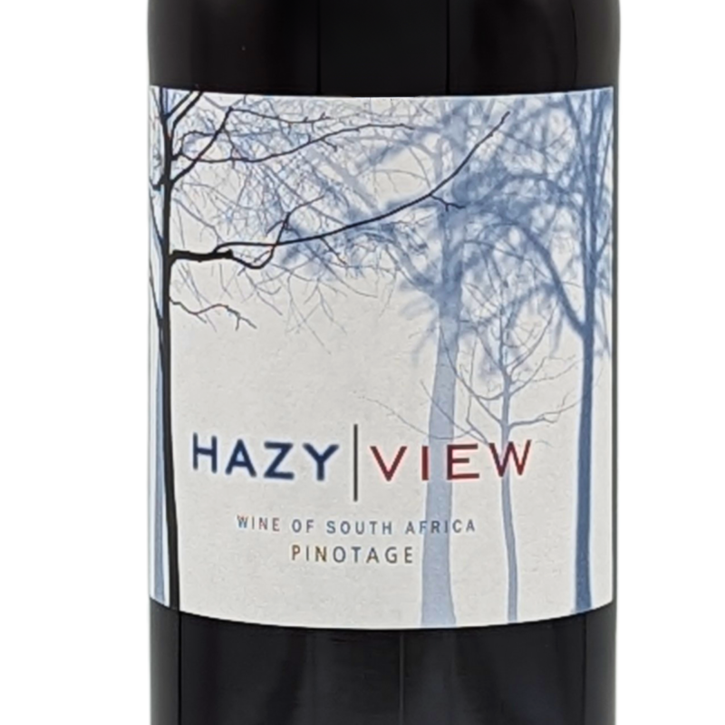 front label of a bottle of hazy view pinotage