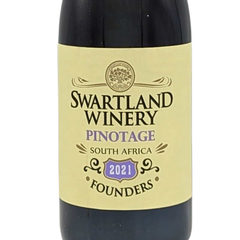 front label of a bottle of swartland founders pinotage