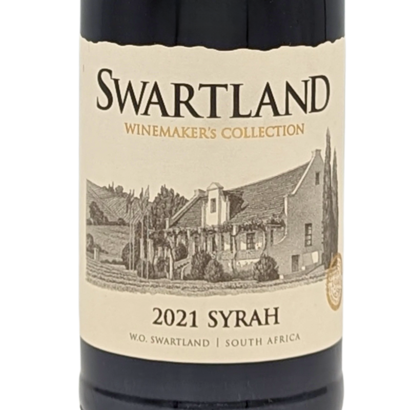 front label of a bottle of swartland syrah