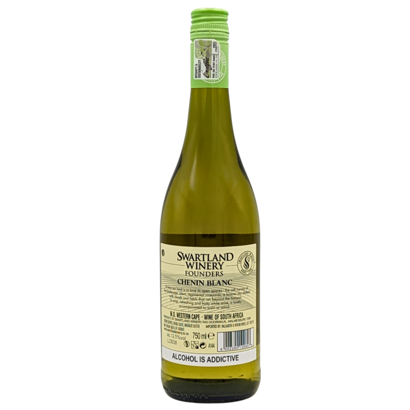 back of a bottle of swartland winery chenin blanc
