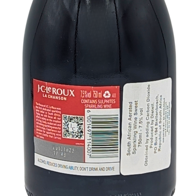 Back label of a bottle of La Chanson by JC Le Roux