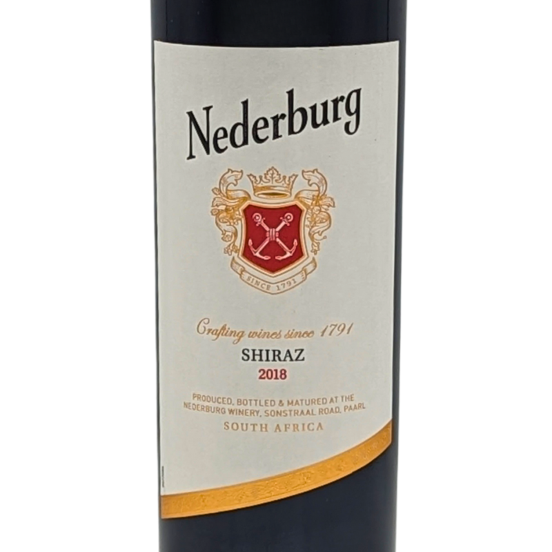 Front label of a Bottle of Nederburg Shiraz