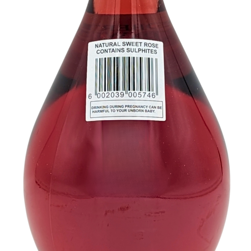 back label of a bottle of Robertson Natural Sweet Rose