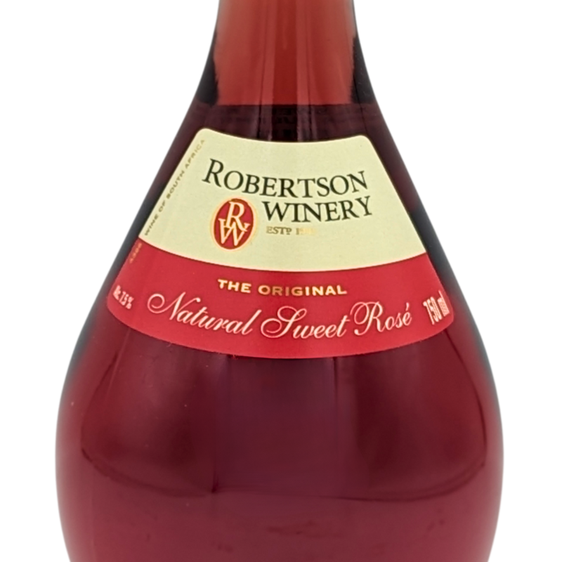 front label of a bottle of Robertson Natural Sweet Rose