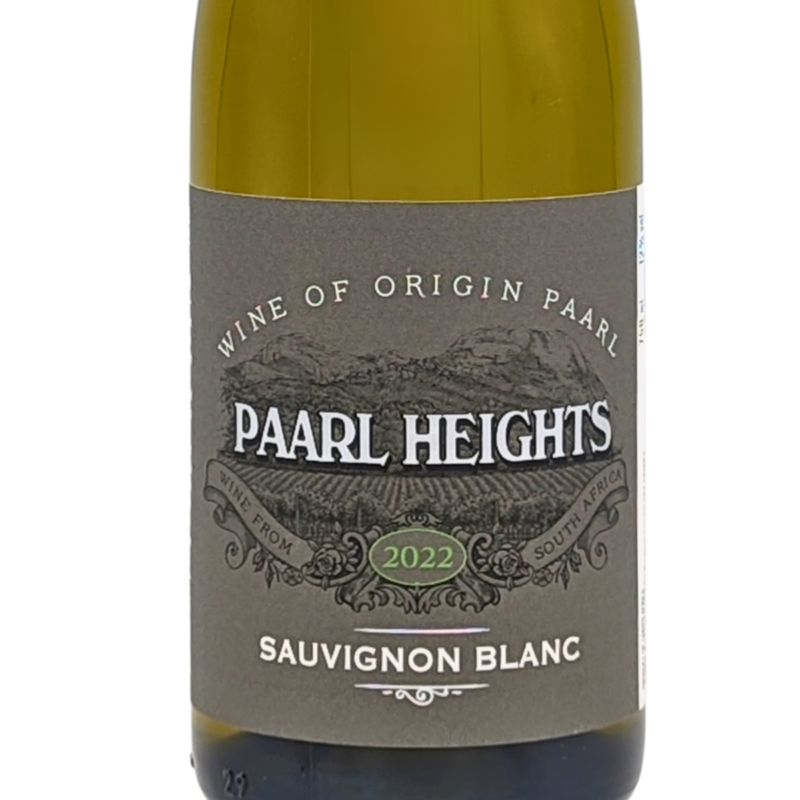 front label of a bottle of Paarl Heights Sauvignon Blanc