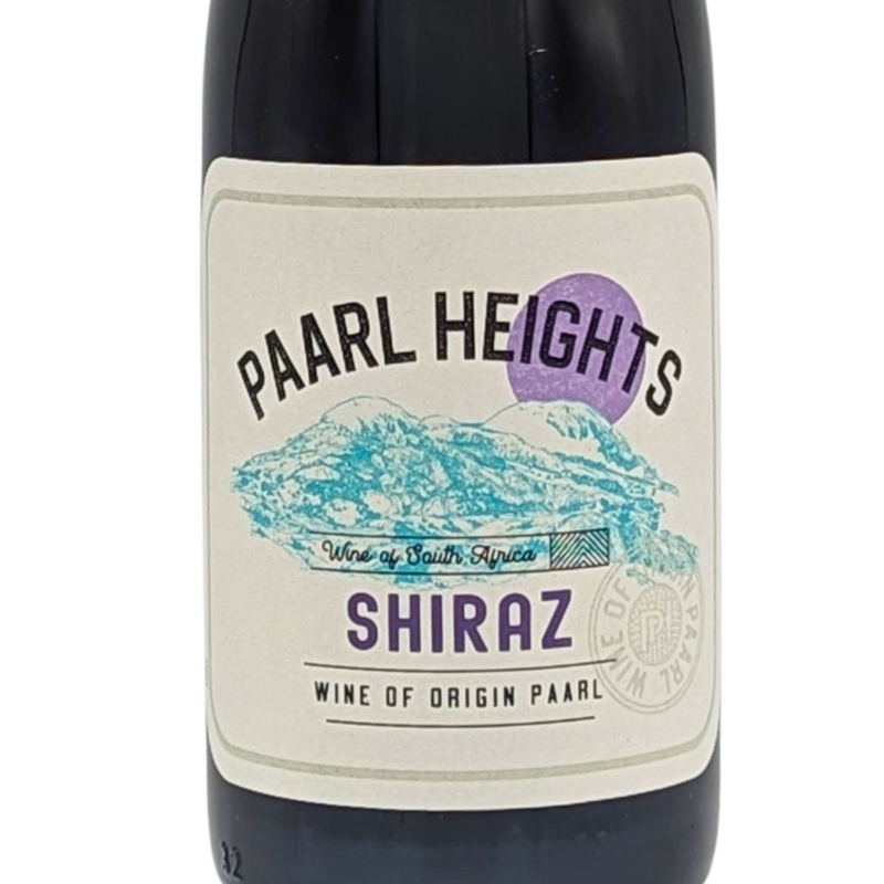 front label of a bottle of Paarl Heights Shiraz