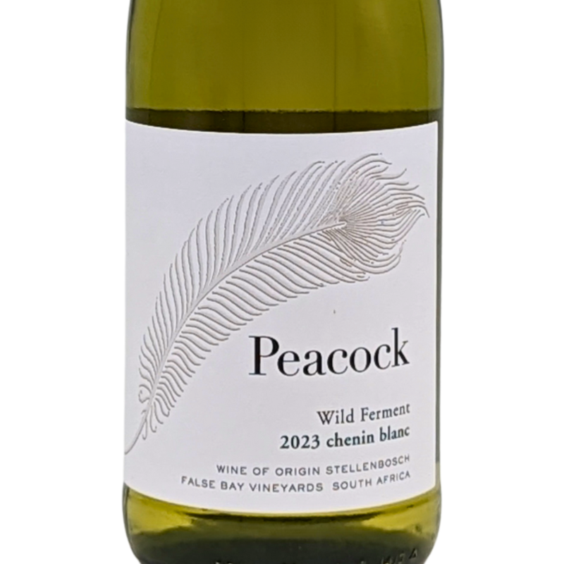 front label of a bottle of Peacock Wild Ferment Chenin Blanc