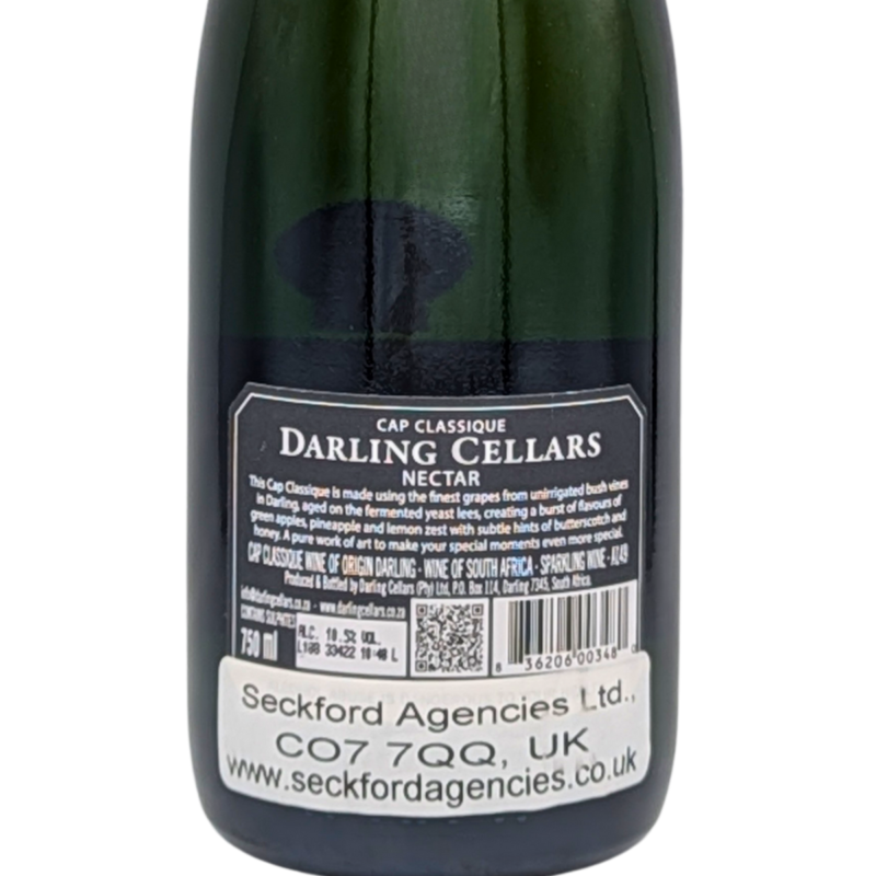 back label of a bottle of Cap Classique Nectar by Darling Cellars