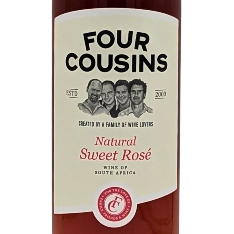 front label of a bottle of Four Cousins Natural Sweet Rose