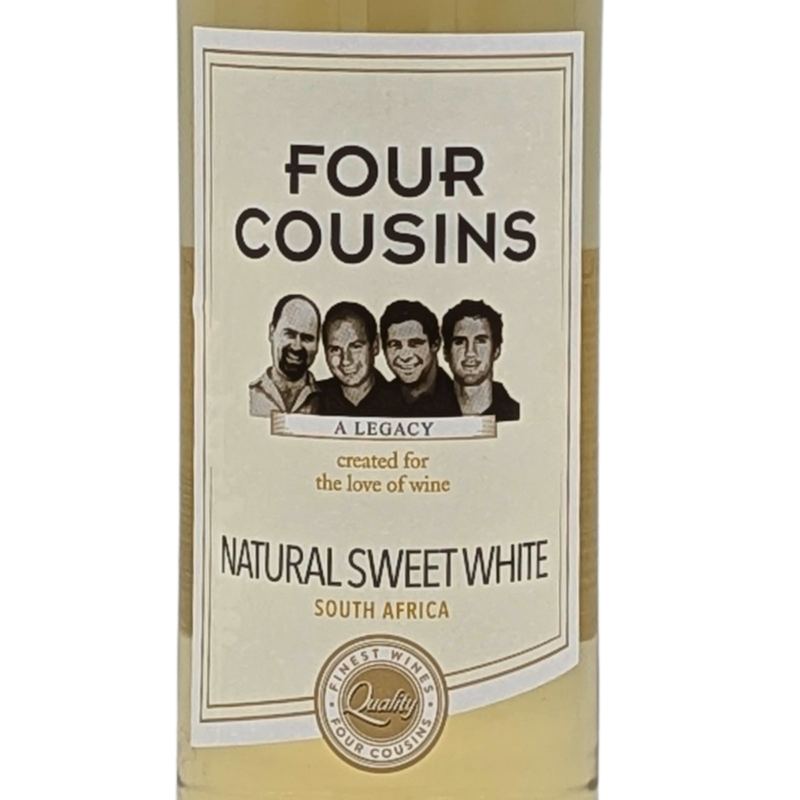 front label of a bottle of Four Cousins Natural Sweet White